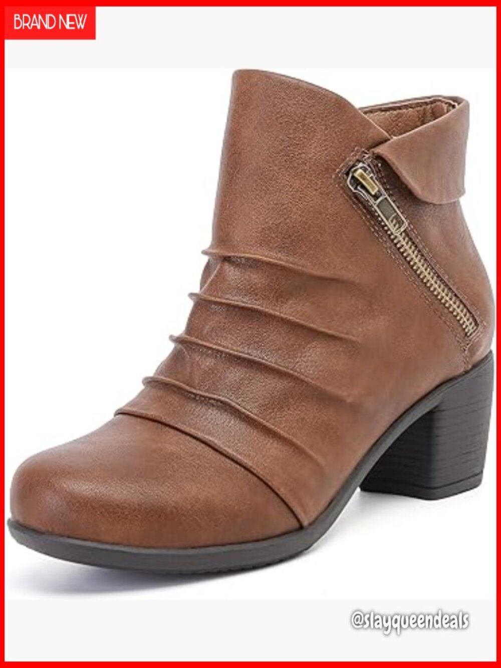 Chunky Heel Ankle Boots Women Winter Fall Round Toe Comfort Microfiber
